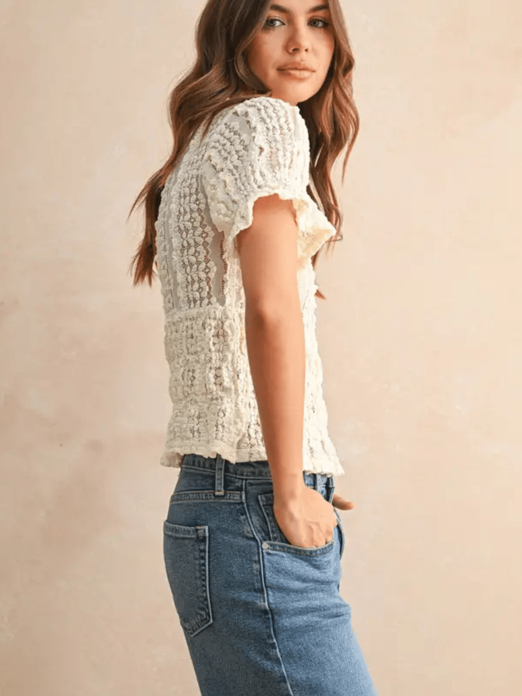 Dayla Short Sleeve Lace Blouse - Jayden P Boutique