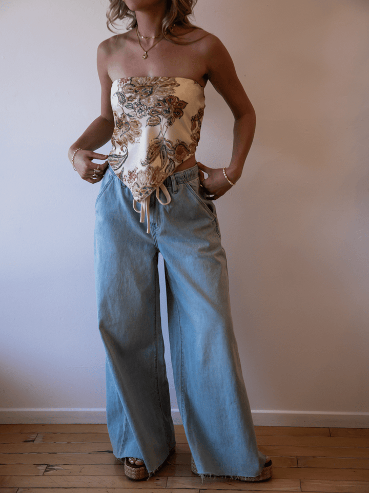 Daze Denim Cabana Wide Leg Pull On Jeans - Jayden P Boutique