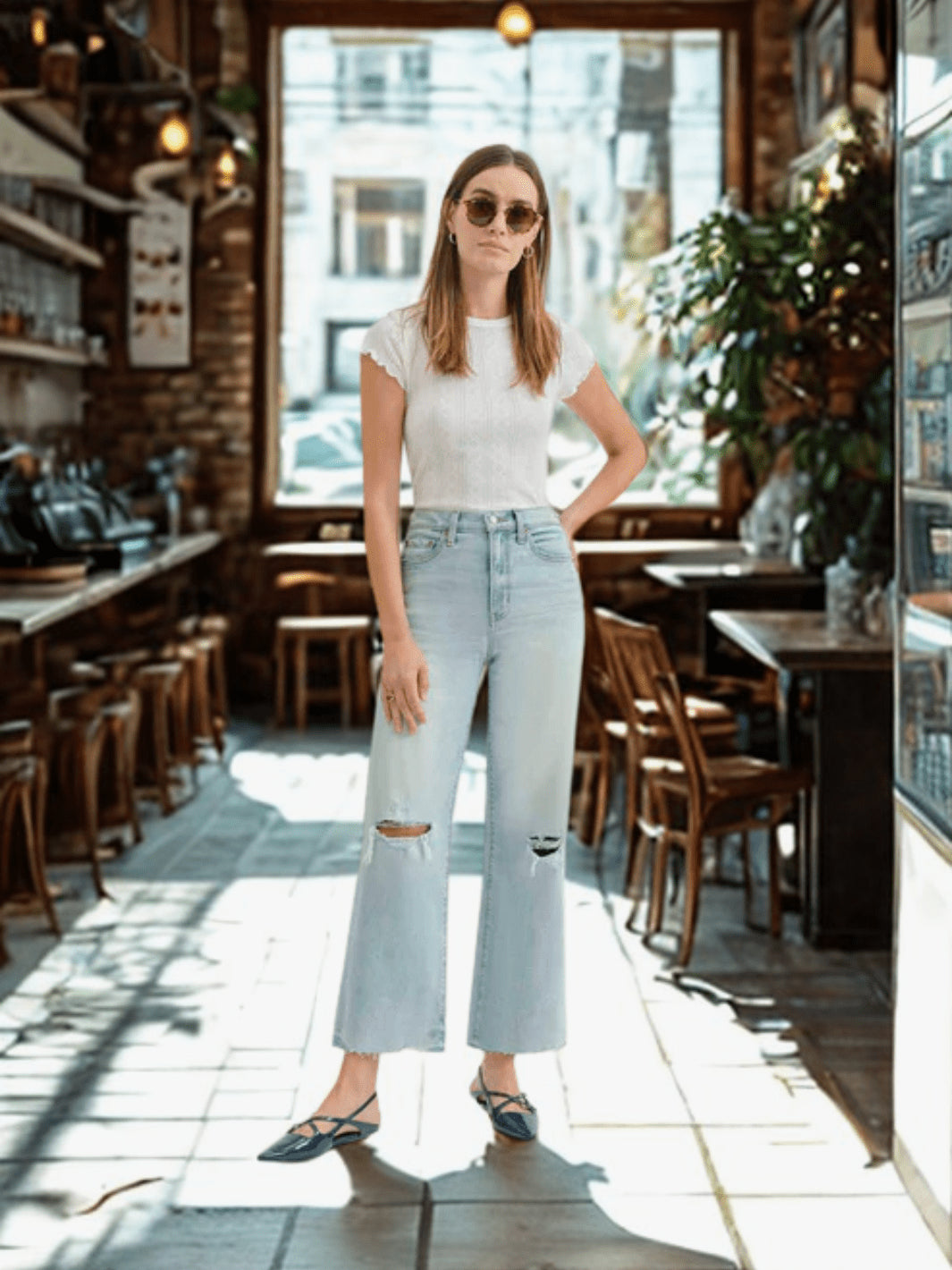 DAZE DENIM - Pleaser in Charisma Distressed High Rise Wide Ankle Jeans - Jayden P Boutique