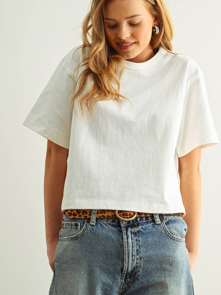 Breeze Crew Neck Linen Knit Top in White | Jayden P Boutique
