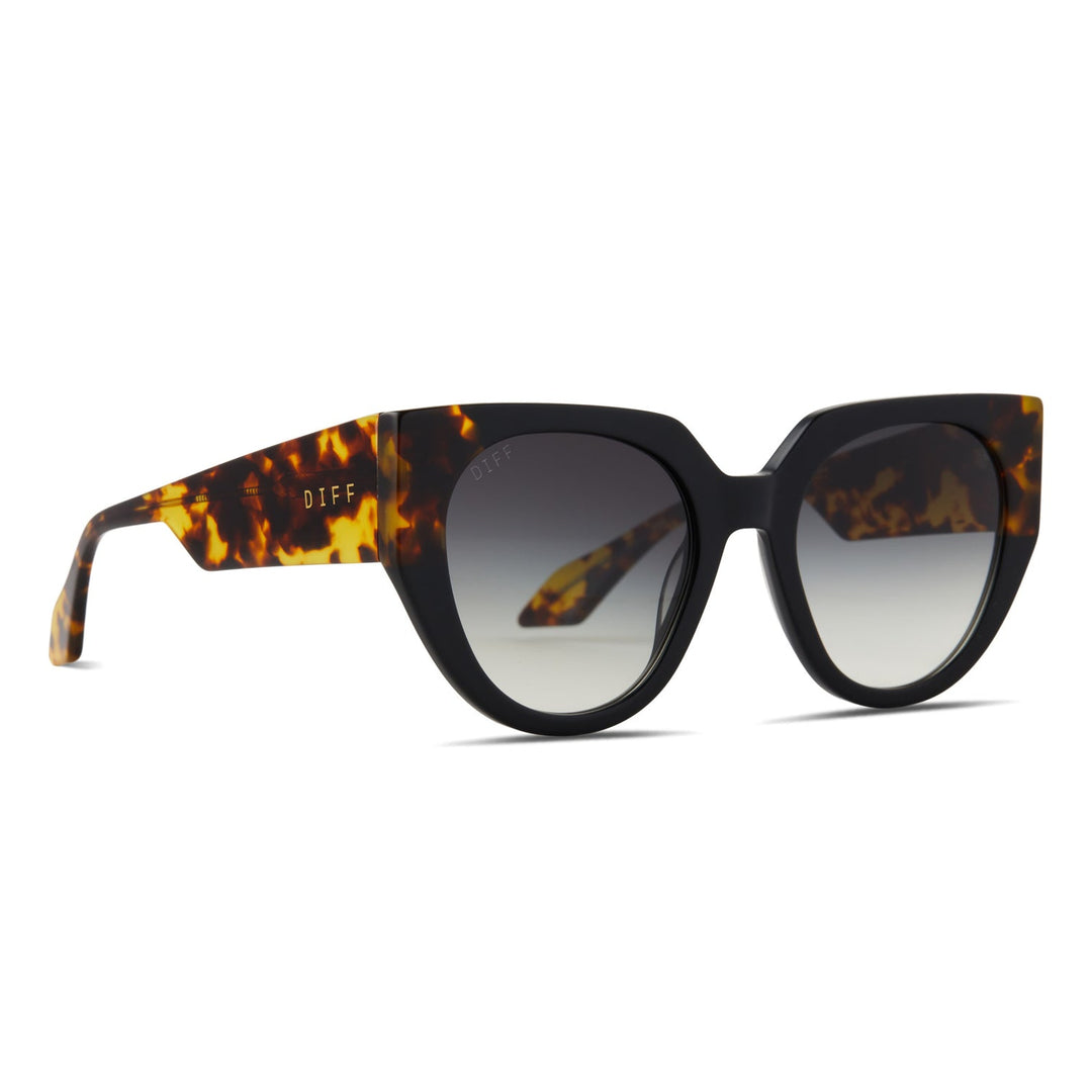 Diff Eyewear Ivy Matte Black Grey Gradient Polarized Sunglasses