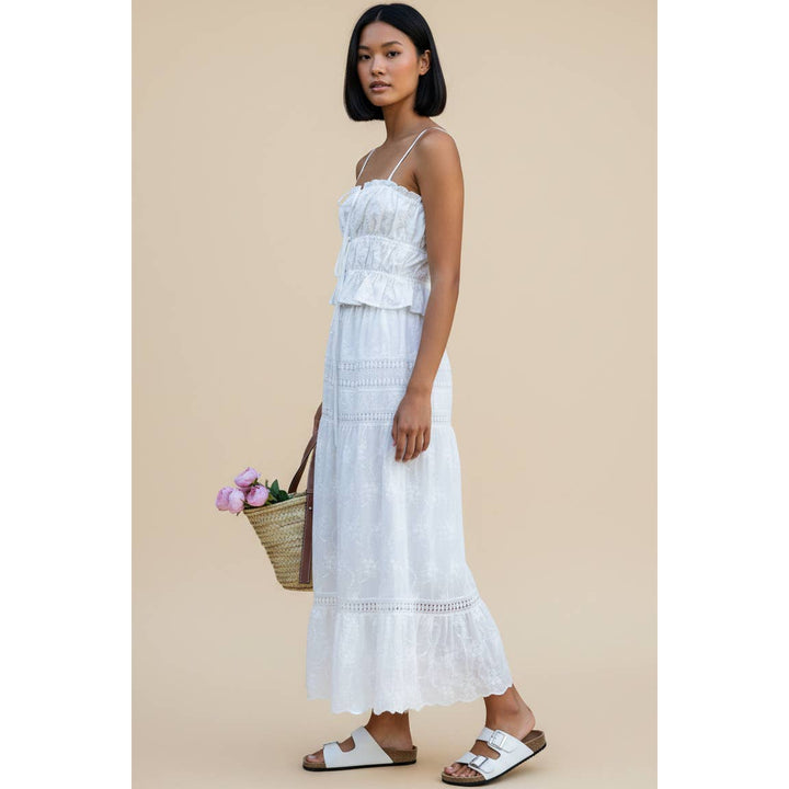 embroidered lace crop top maxi skirt set