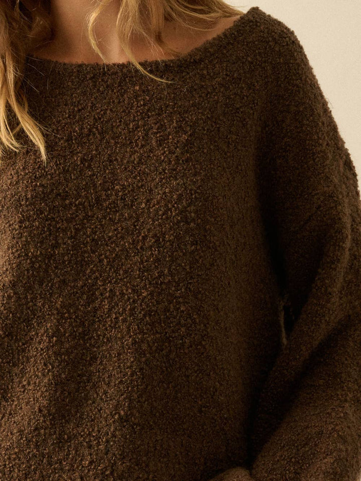 Blossom Bubble-Sleeve Knit Sweater in Chocolate | Jayden P Boutique