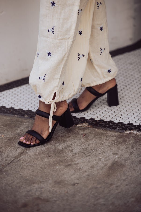 Farah Double Strap Heel - Black - Jayden P Boutique