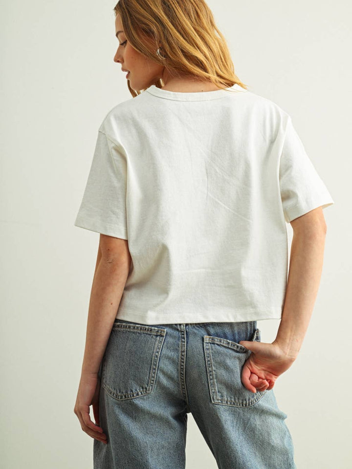 Breeze Crew Neck Linen Knit Top in White | Jayden P Boutique