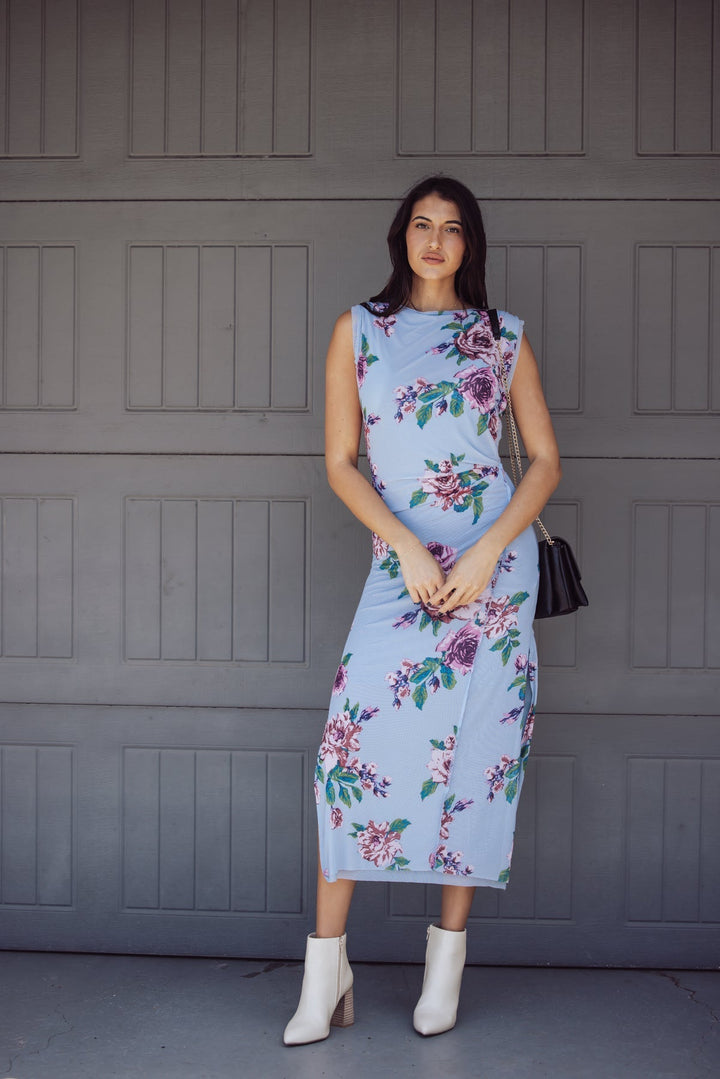 Free People Carmel Midi Dress - Blue Floral - Jayden P Boutique