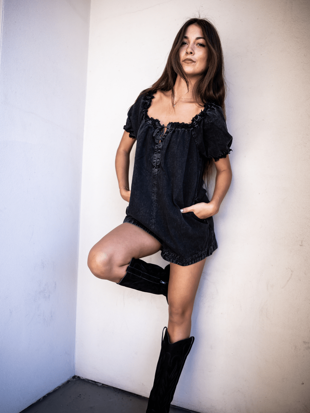 FREE PEOPLE - Daisy Denim Babydoll Romper - Jayden P Boutique