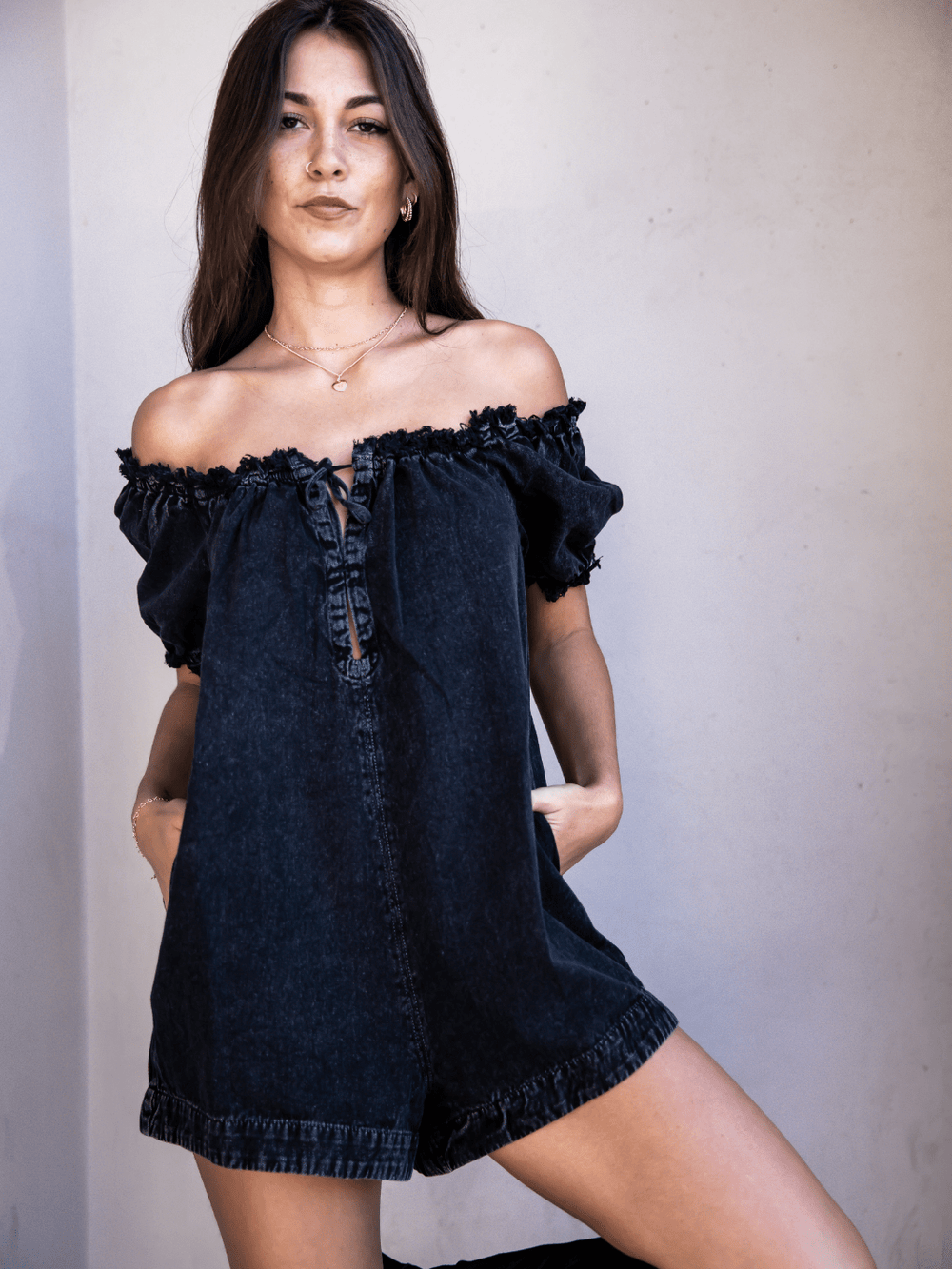 FREE PEOPLE - Daisy Denim Babydoll Romper - Jayden P Boutique
