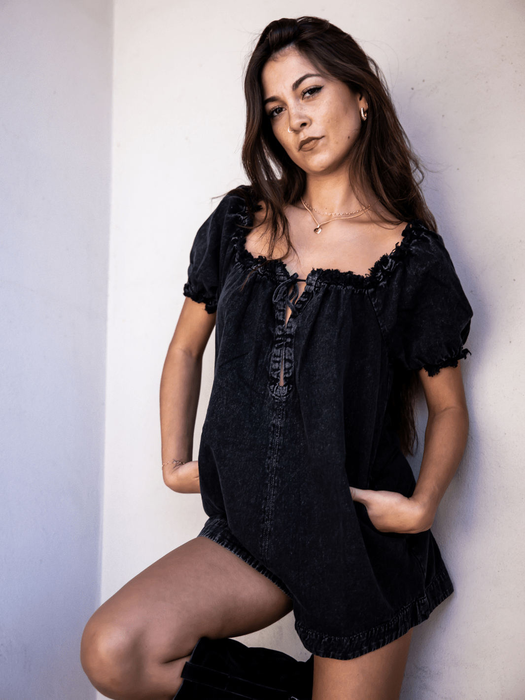 FREE PEOPLE - Daisy Denim Babydoll Romper - Jayden P Boutique