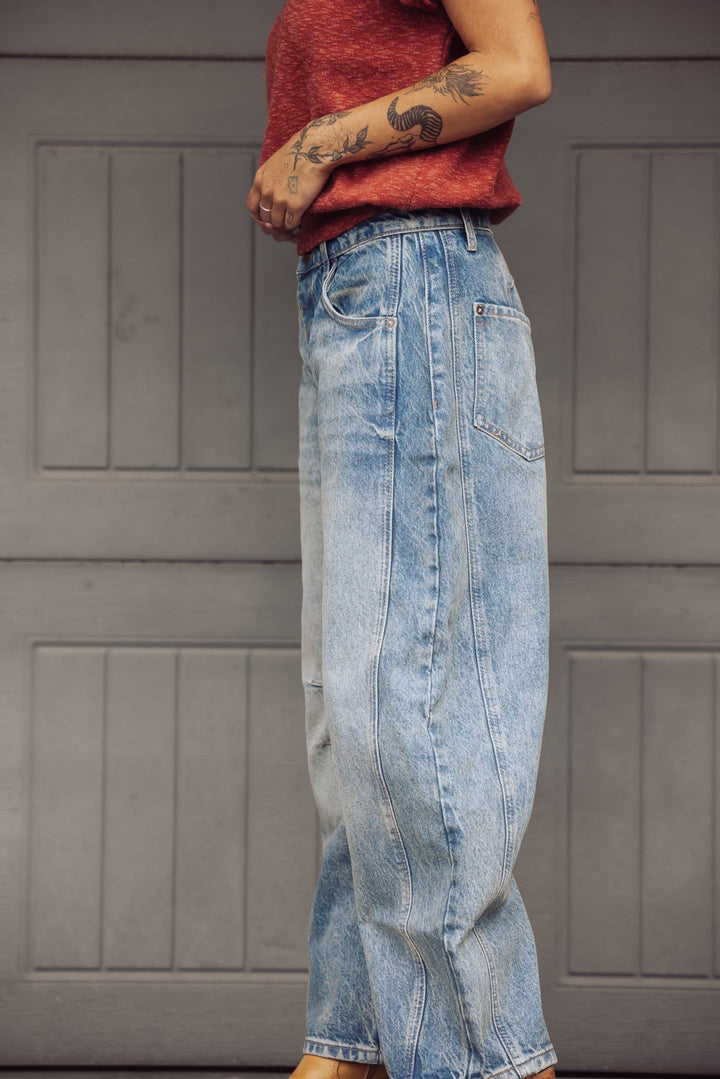 Free People Good Luck Mid Rise Barrel Jeans - Jayden P Boutique