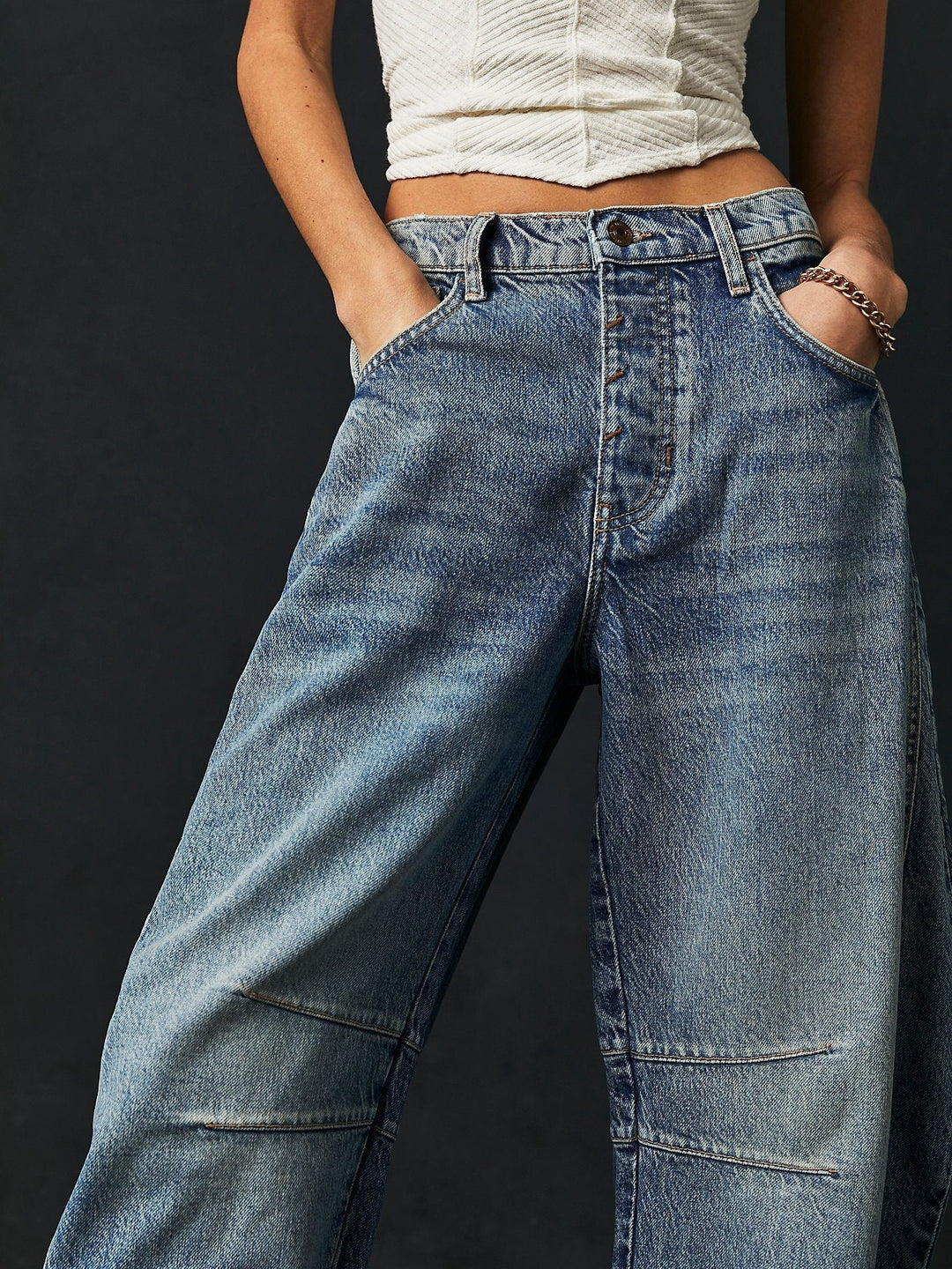 Free People Good Luck Mid Rise Barrel Jeans - Jayden P Boutique