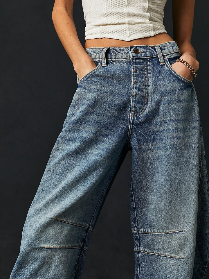 Free People Good Luck Mid Rise Barrel Jeans - Jayden P Boutique