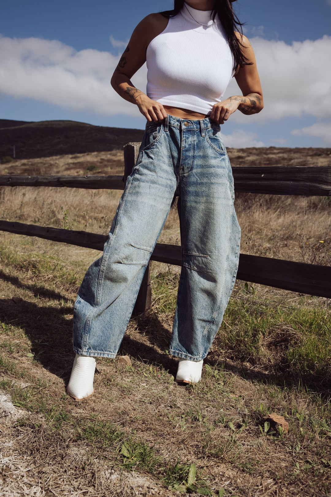Free People Good Luck Mid Rise Barrel Jeans - Jayden P Boutique