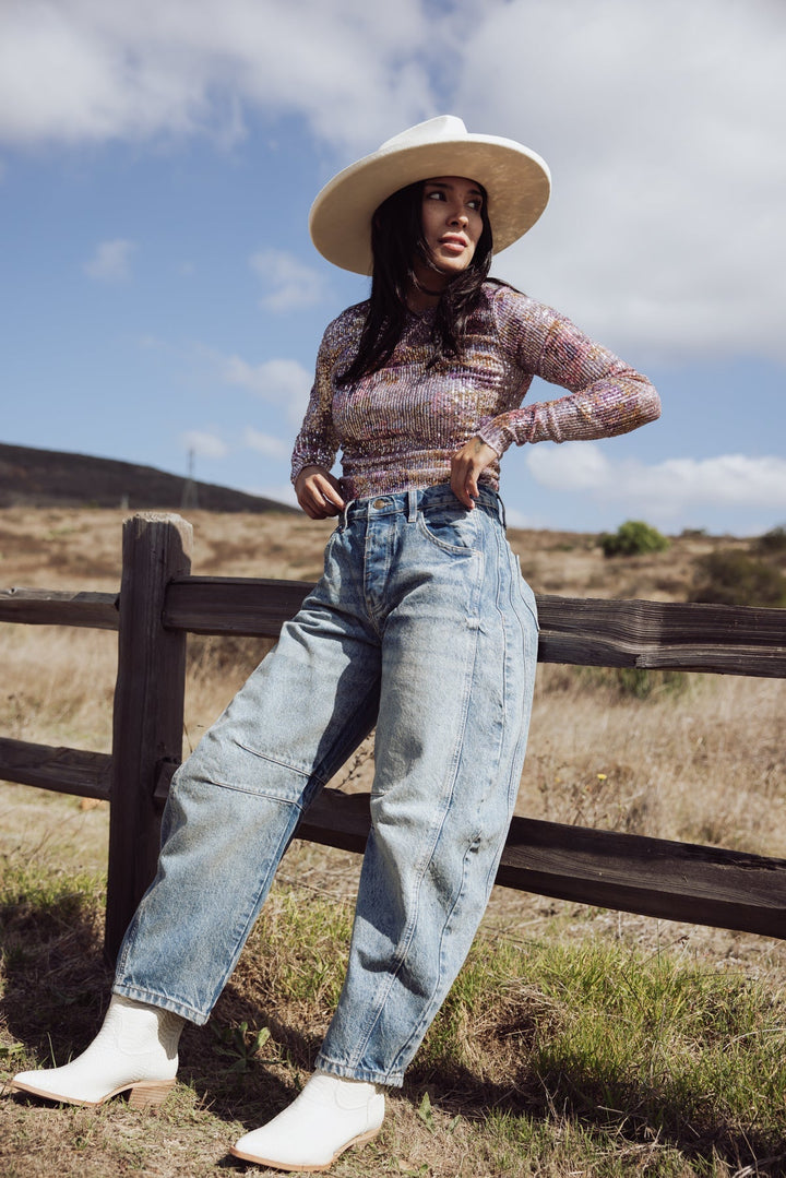 Free People Good Luck Mid Rise Barrel Jeans - Jayden P Boutique