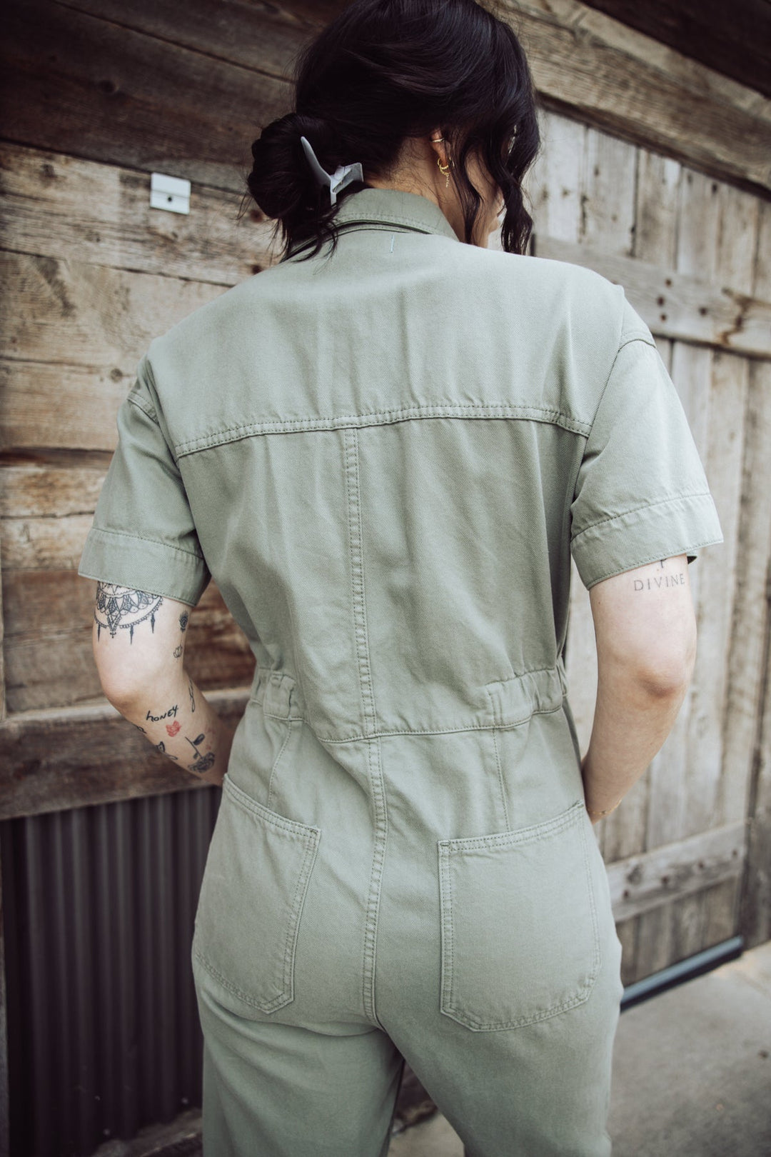 Free People Marci Denim Jumpsuit - Washed Army - Jayden P Boutique