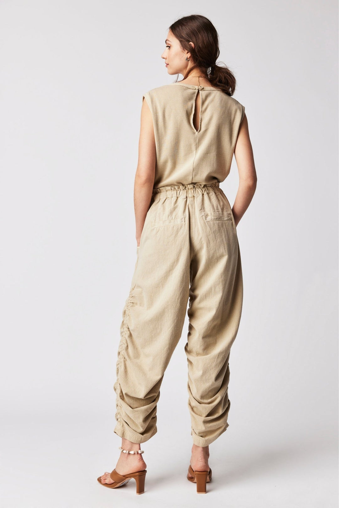 Free People Mixed Media One Piece Jumpsuit - Sand Jam - Jayden P Boutique