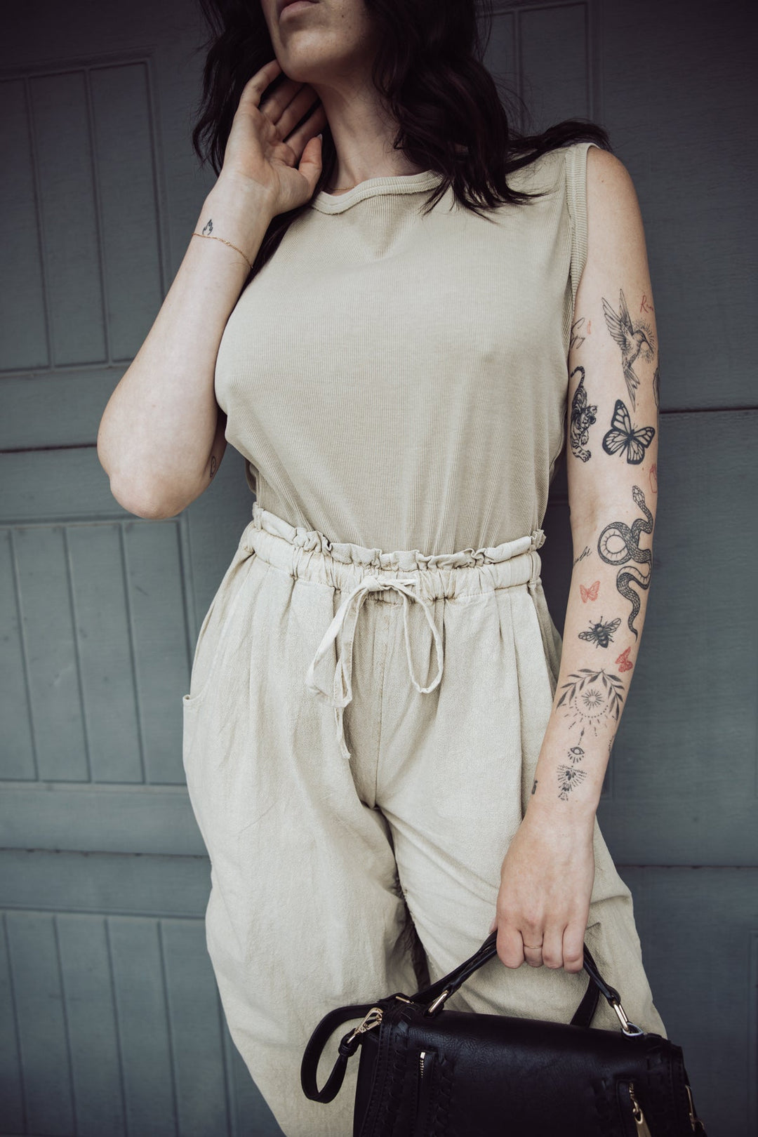 Free People Mixed Media One Piece Jumpsuit - Sand Jam - Jayden P Boutique