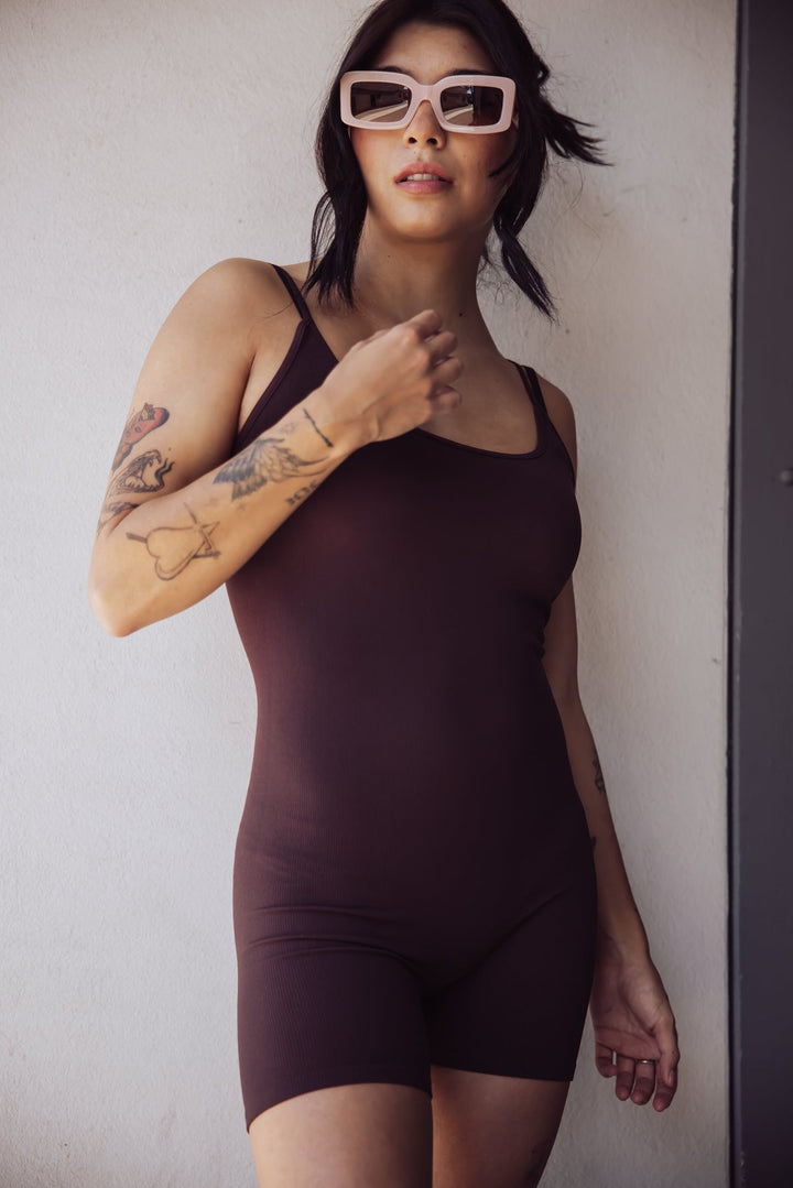 Free People One To Watch Slip Romper - Chocolate - Jayden P Boutique