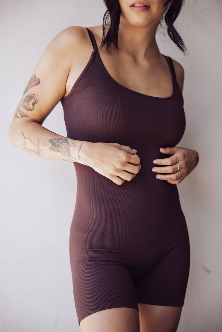 Free People One To Watch Slip Romper - Chocolate - Jayden P Boutique