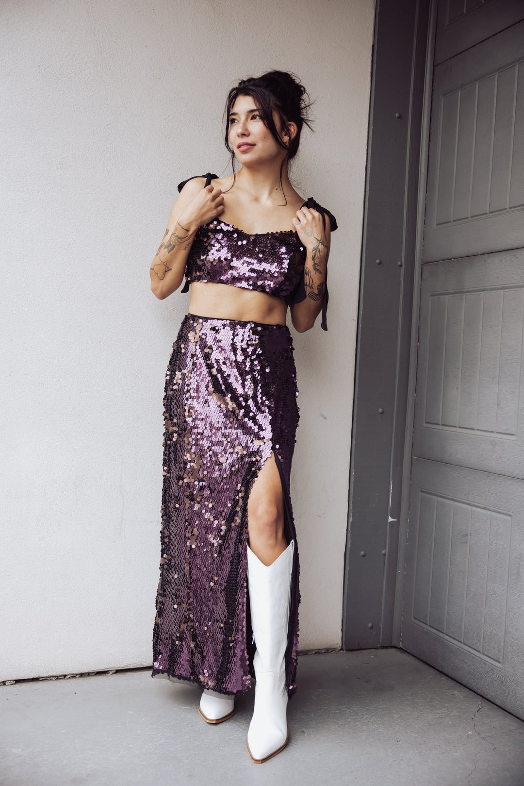 Free People Star Bright Sequin Crop Top - Purple - Jayden P Boutique