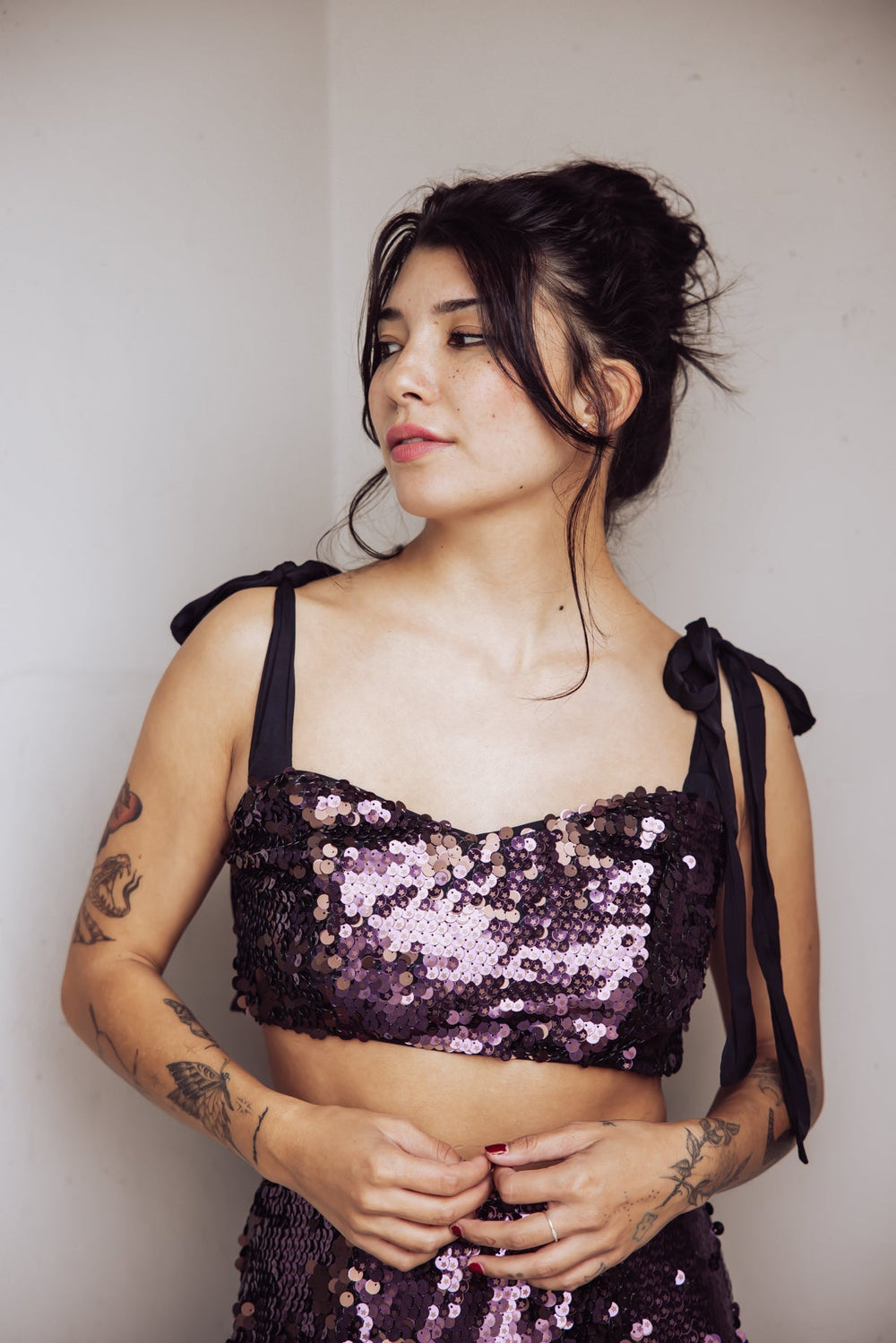Free People Star Bright Sequin Crop Top - Purple - Jayden P Boutique