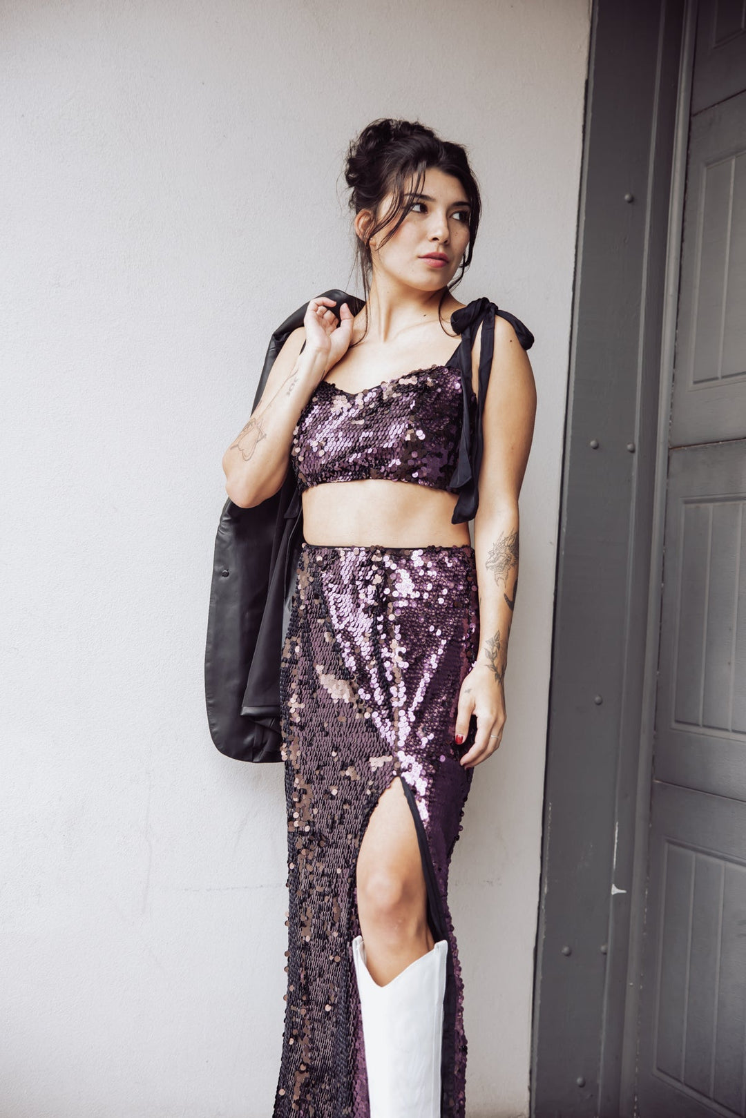 Free People Star Bright Sequin Crop Top - Purple - Jayden P Boutique