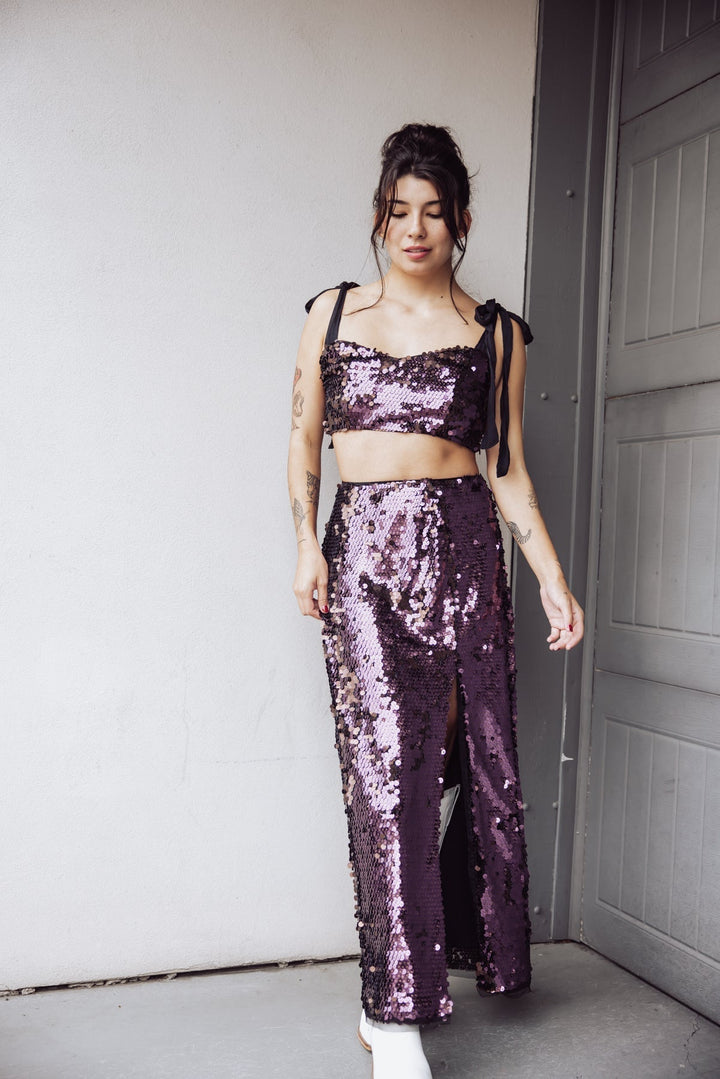 Free People Star Bright Sequin Maxi Skirt - Purple - Jayden P Boutique