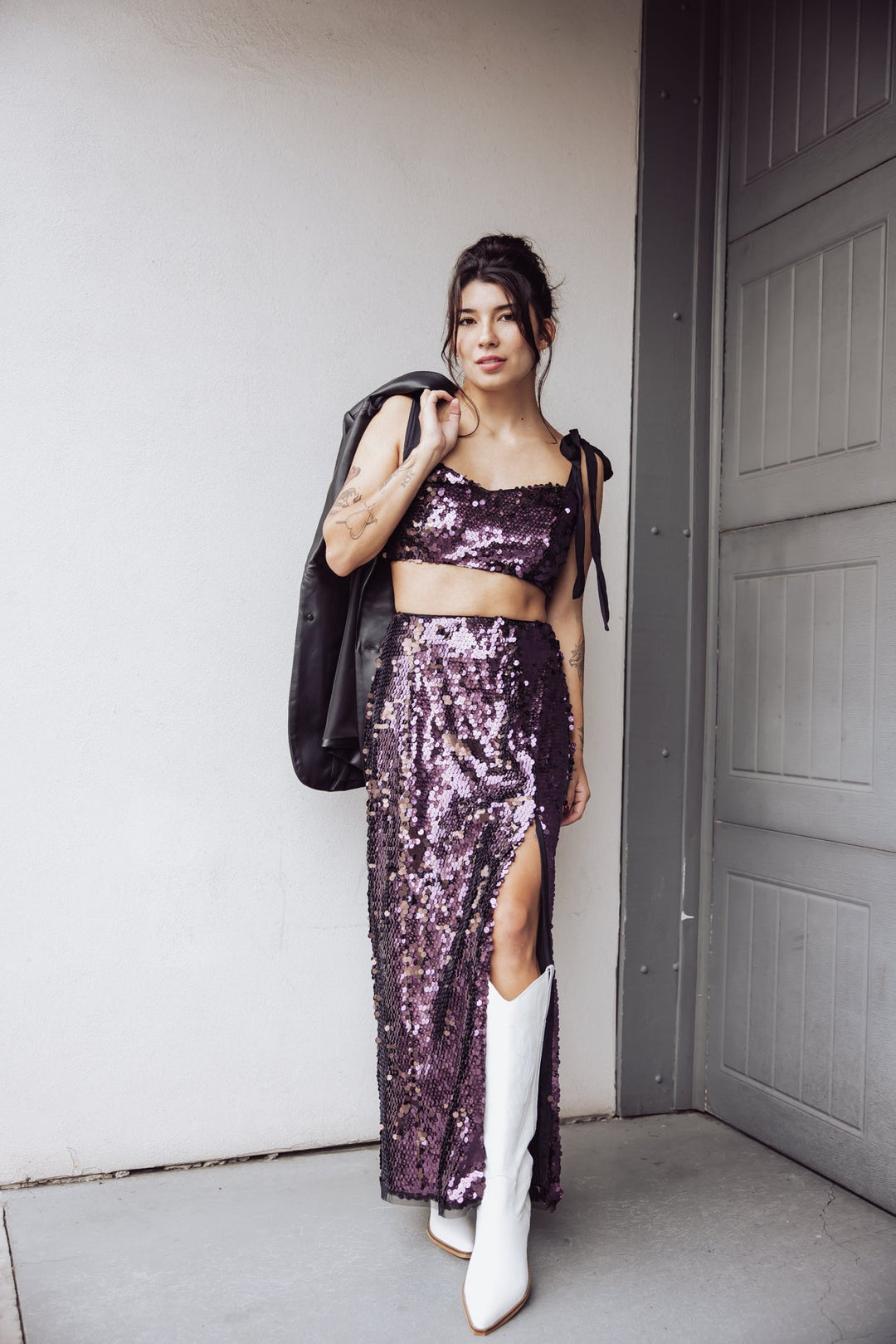 Free People Star Bright Sequin Maxi Skirt - Purple - Jayden P Boutique