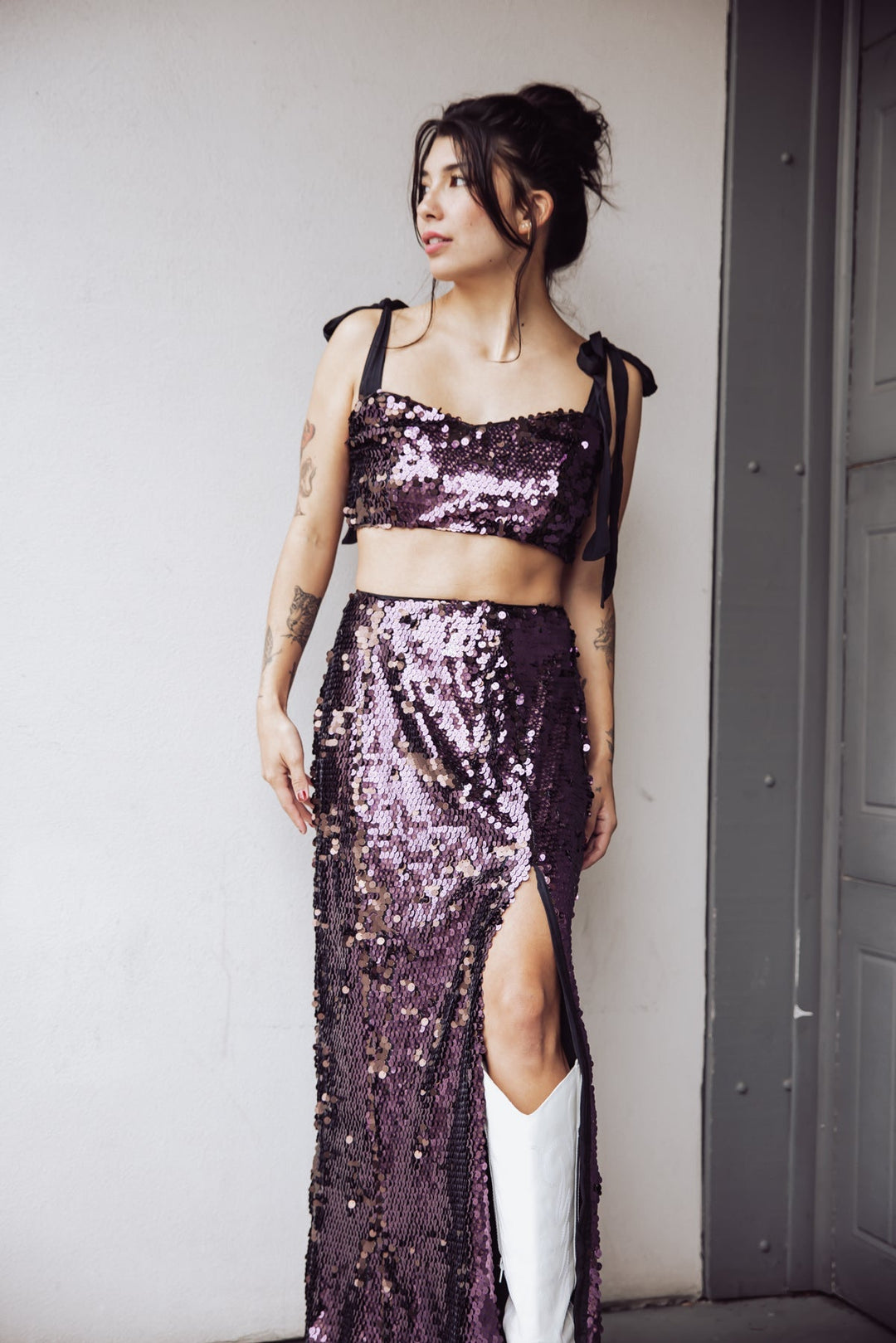 Free People Star Bright Sequin Maxi Skirt - Purple - Jayden P Boutique