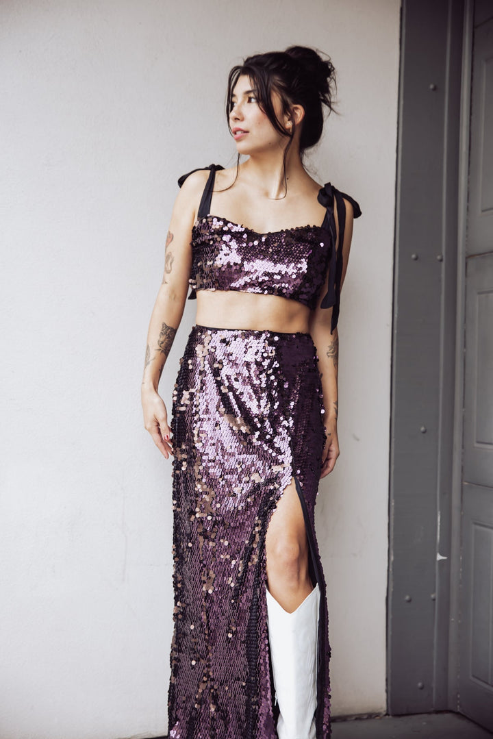 Free People Star Bright Sequin Maxi Skirt - Purple - Jayden P Boutique