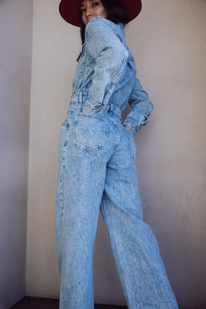 Free People Touch The Sky Denim Jumpsuit - Jayden P Boutique