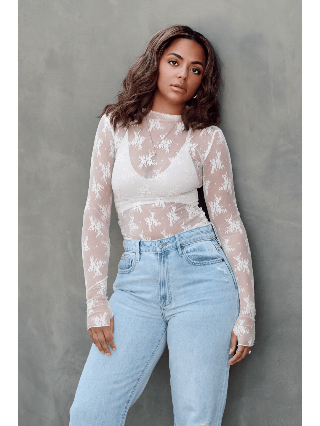Free People Lady Lux Layering Top in Mermaids Tail — sheer floral top detail | Jayden P Boutique