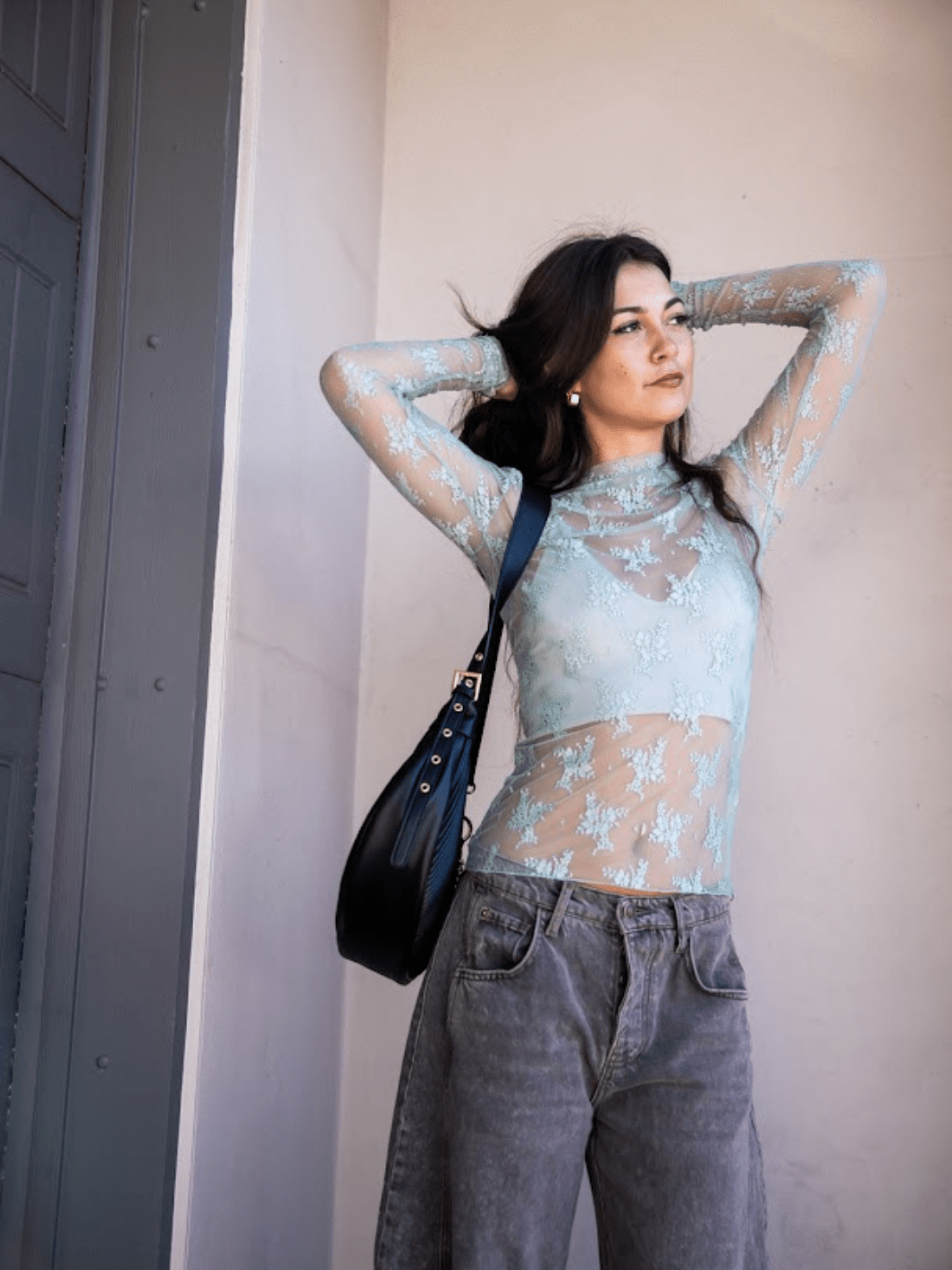 Free People Lady Lux Layering Top in Mermaids Tail — sheer long sleeve top with thumbholes | Jayden P Boutique