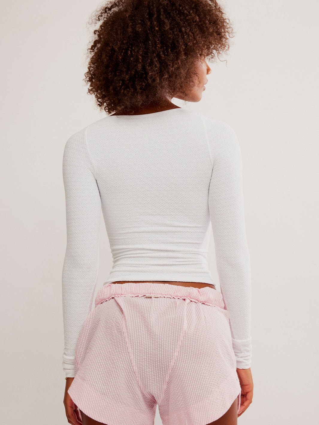 Free People Love Letter Long Sleeve in White — back view of formfitting long sleeve top | Jayden P Boutique