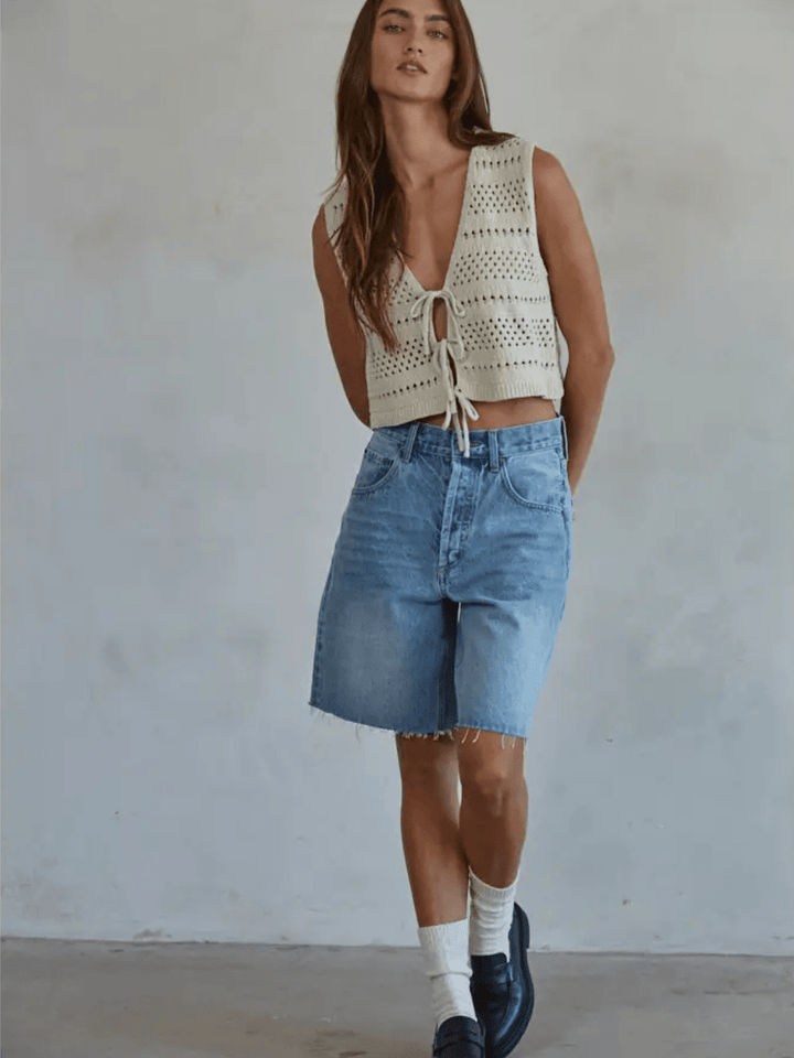 Free Spirited Crochet Lace - up Vest - Jayden P Boutique