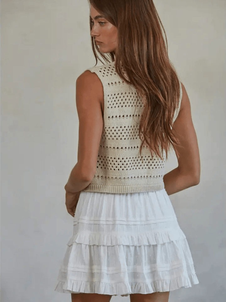 Free Spirited Crochet Lace - up Vest - Jayden P Boutique