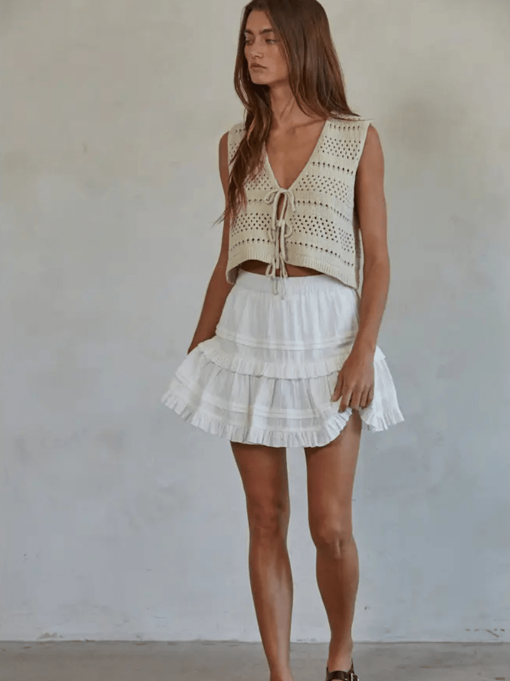 Free Spirited Crochet Lace - up Vest - Jayden P Boutique