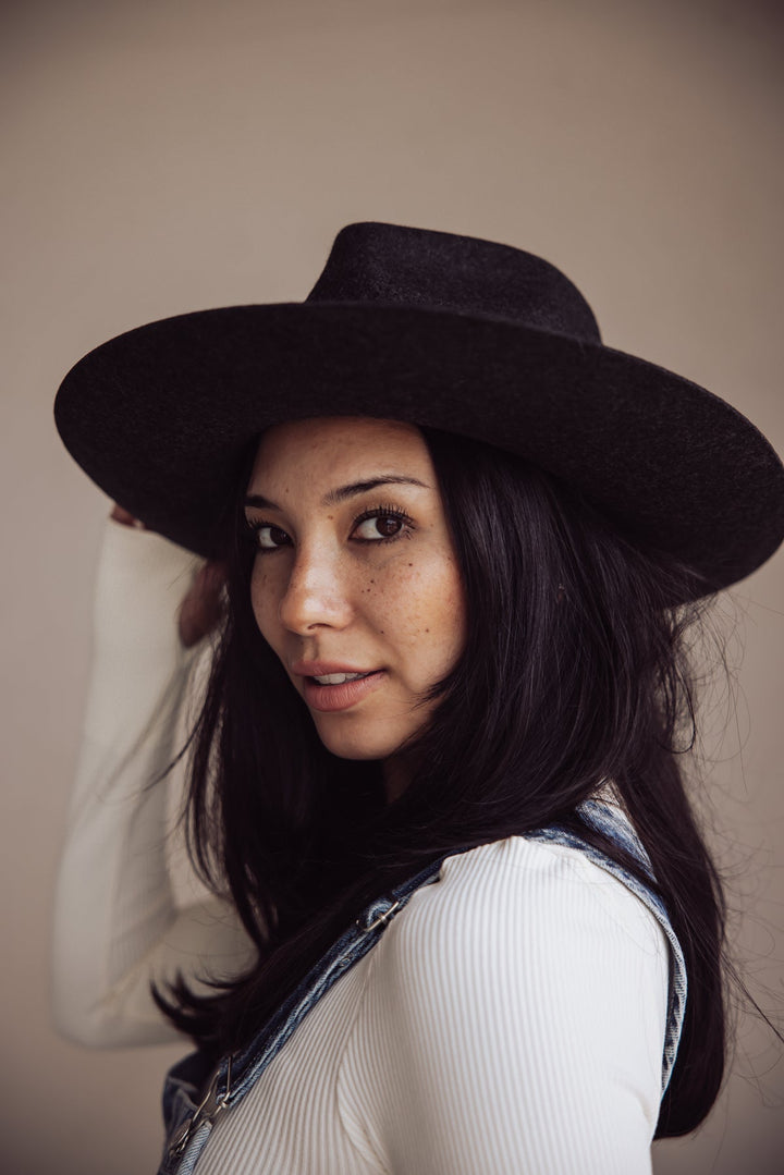 Gigi Pip Rowan Wide Brim Fedora - Charcoal - Jayden P Boutique