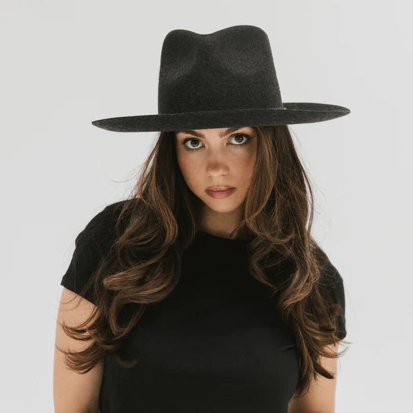 Gigi Pip Rowan Wide Brim Fedora - Charcoal - Jayden P Boutique