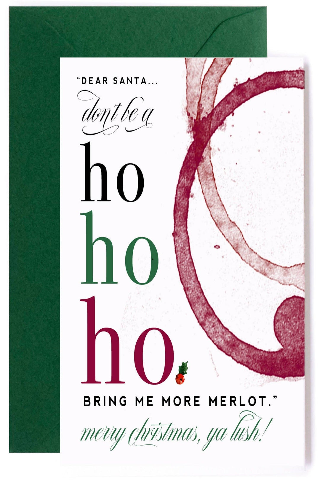 Ho Ho Ho Merlot Card - Christmas Card - Jayden P Boutique