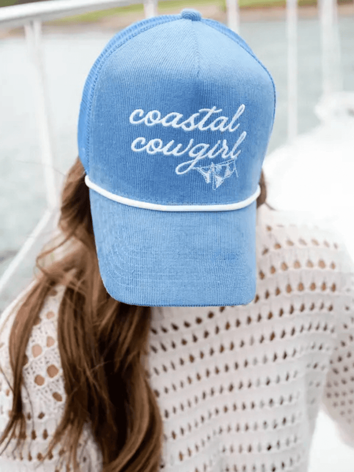 KENZKUSTOMZ - Coastal Cowgirl - Blue Corduroy Trucker Hat - Jayden P Boutique