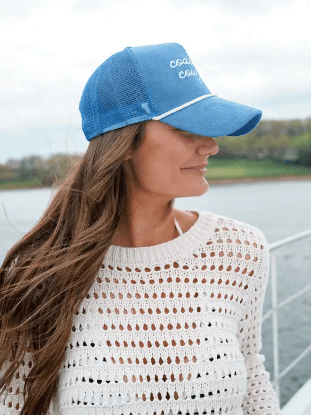 KENZKUSTOMZ - Coastal Cowgirl - Blue Corduroy Trucker Hat - Jayden P Boutique