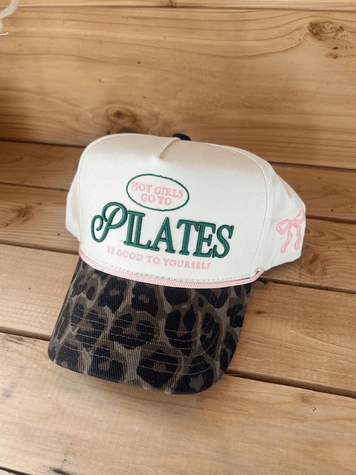 KENZKUSTOMZ Hot Girls Go To Pilates Trucker Hat in Cheetah Print — Embroidered Snapback with Pink Bow | Jayden P Boutique