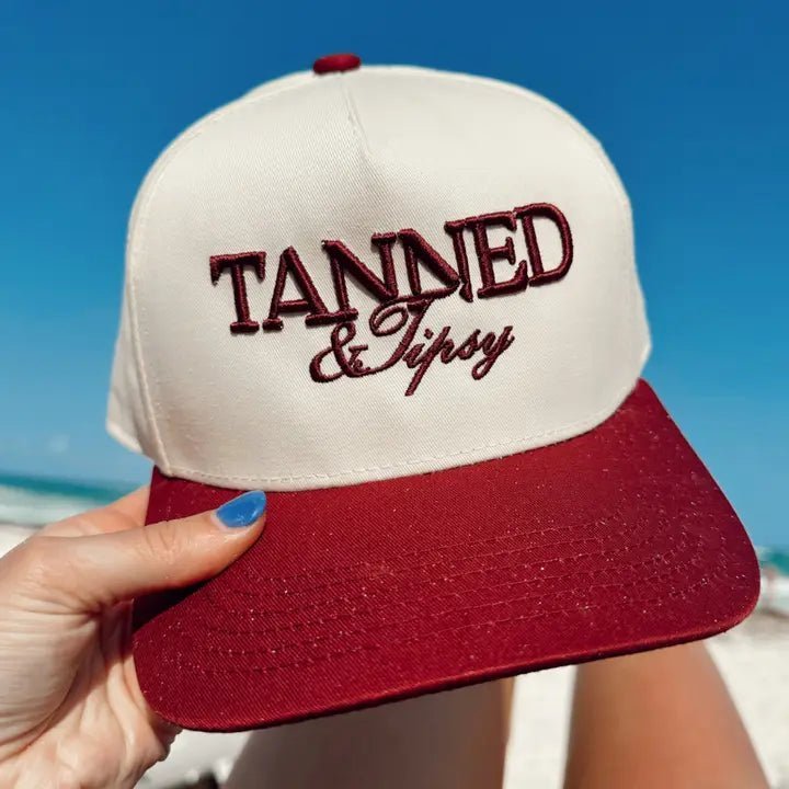KENZKUSTOMZ - Tanned &amp; Tipsy Red Vintage Trucker Hat - Jayden P Boutique