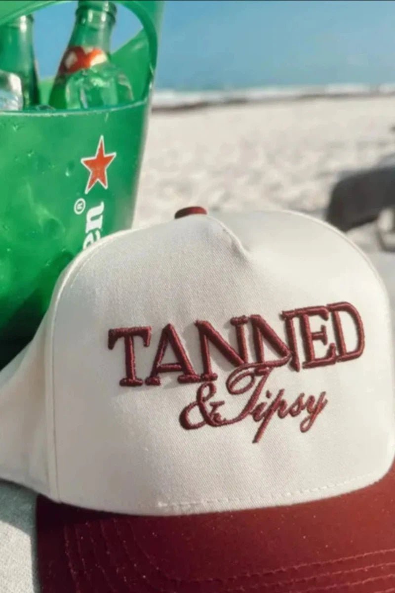 KENZKUSTOMZ - Tanned & Tipsy Red Vintage Trucker Hat - Jayden P Boutique