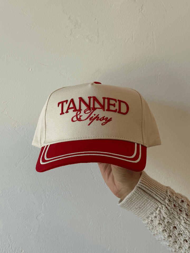 KENZKUSTOMZ - Tanned &amp; Tipsy Red Vintage Trucker Hat - Jayden P Boutique