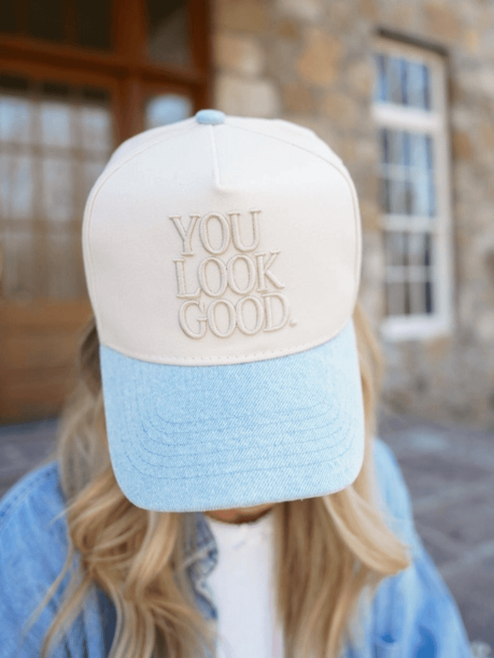 KENZKUSTOMZ - You Look Good - Denim Vintage Trucker Hat - Jayden P Boutique