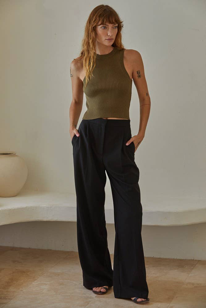 Kinsley Sleeveless Sweater Crop Top - Jayden P Boutique