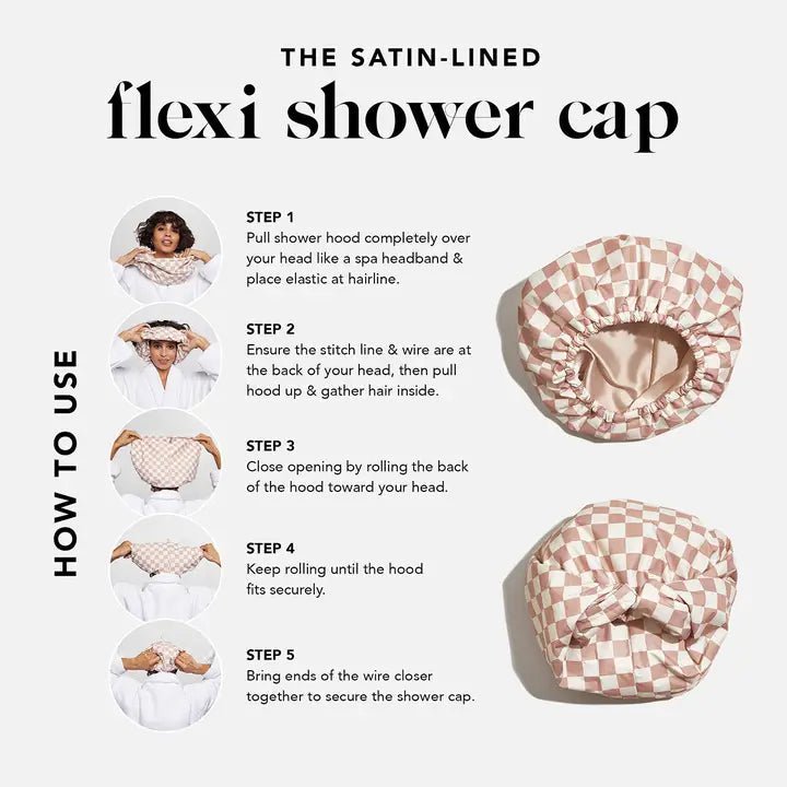 Kitsch Satin Lined Flexi Shower Cap - Jayden P Boutique