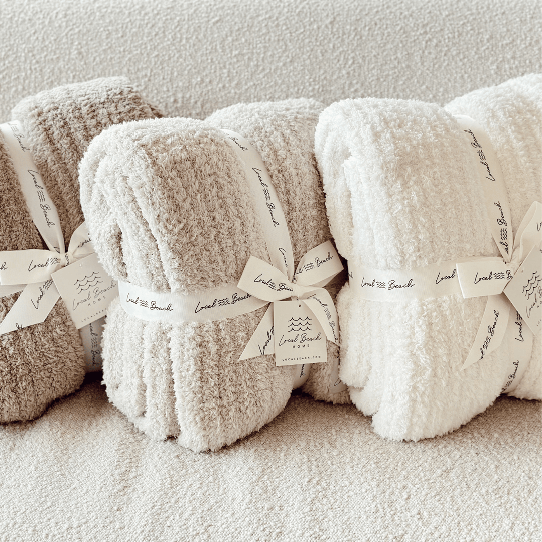 Local Beach - Solid Ribbed Luxe Home Cozy Blanket - Jayden P Boutique